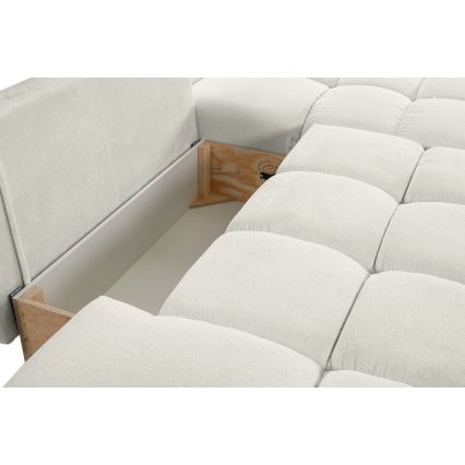 L-shaped upholstered folding corner lounge suite with a storage space ALMADA right beige