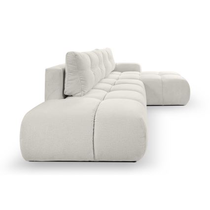 L-shaped upholstered folding corner lounge suite with a storage space ALMADA right beige