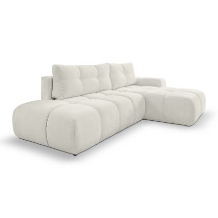 L-shaped upholstered folding corner lounge suite with a storage space ALMADA right beige