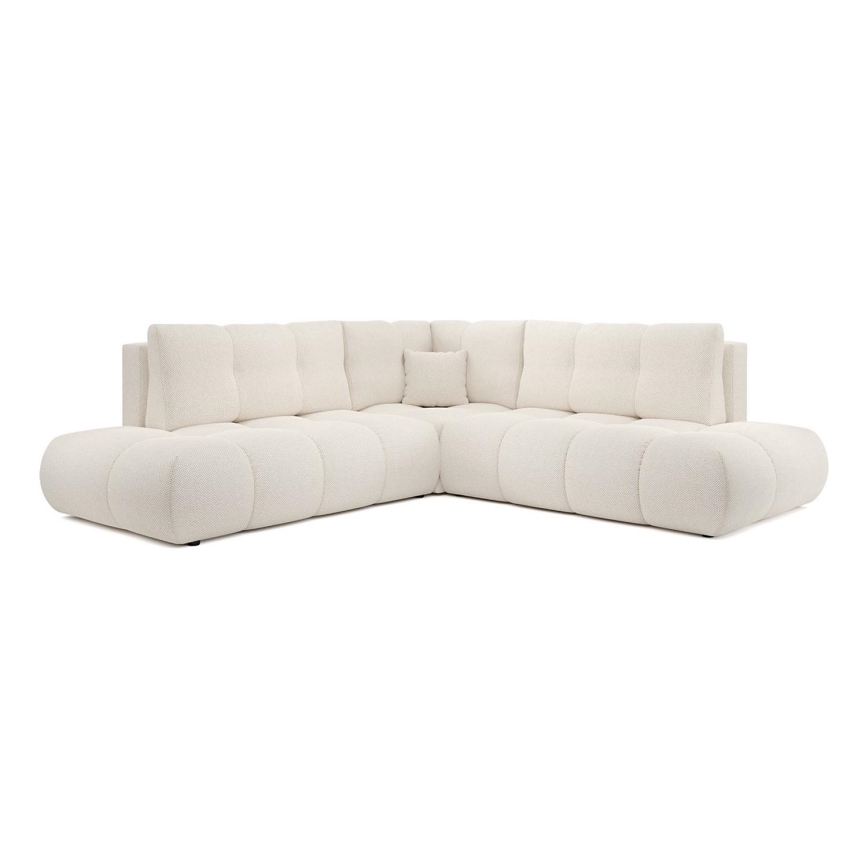 L-shaped upholstered folding corner lounge suite with a storage space ALMADA right beige