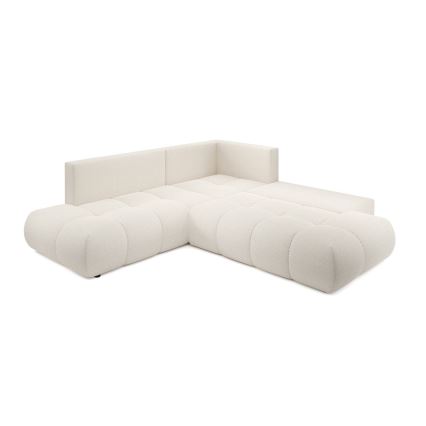 L-shaped upholstered folding corner lounge suite with a storage space ALMADA right beige