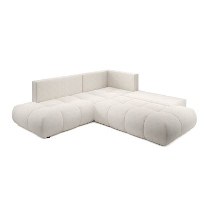 L-shaped upholstered folding corner lounge suite with a storage space ALMADA right beige