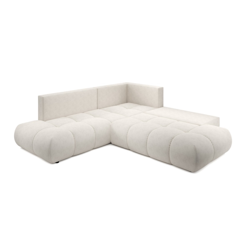 L-shaped upholstered folding corner lounge suite with a storage space ALMADA right beige