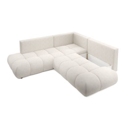 L-shaped upholstered folding corner lounge suite with a storage space ALMADA right beige