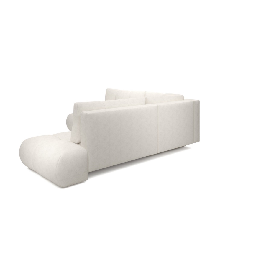 L-shaped upholstered folding corner lounge suite with a storage space ALMADA right beige