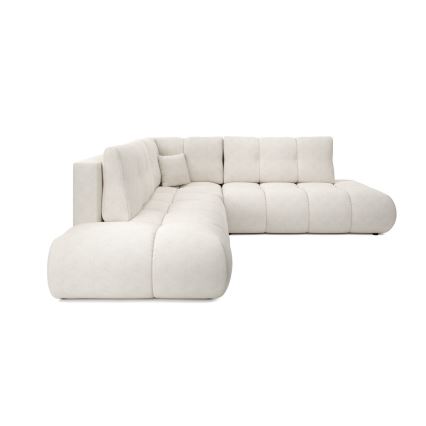 L-shaped upholstered folding corner lounge suite with a storage space ALMADA right beige