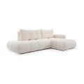 L-shaped upholstered folding corner lounge suite with a storage space ALMADA right light beige