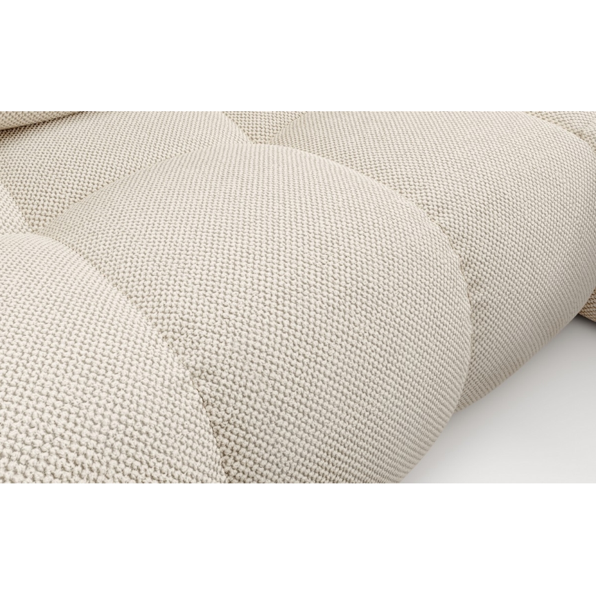 L-shaped upholstered folding corner lounge suite with a storage space ALMADA right light beige