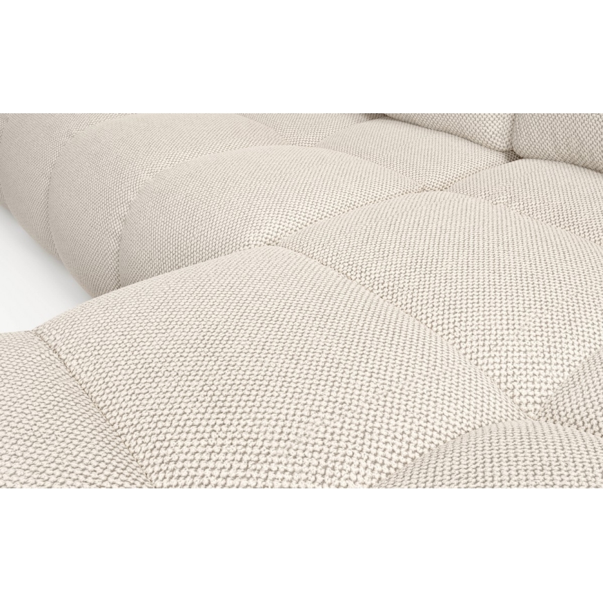 L-shaped upholstered folding corner lounge suite with a storage space ALMADA right light beige