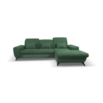 L-shaped upholstered folding corner lounge suite with a storage space ALTA right green