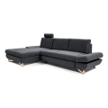 L-shaped upholstered folding corner lounge suite with a storage space AVESTA left anthracite