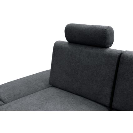 L-shaped upholstered folding corner lounge suite with a storage space AVESTA left anthracite