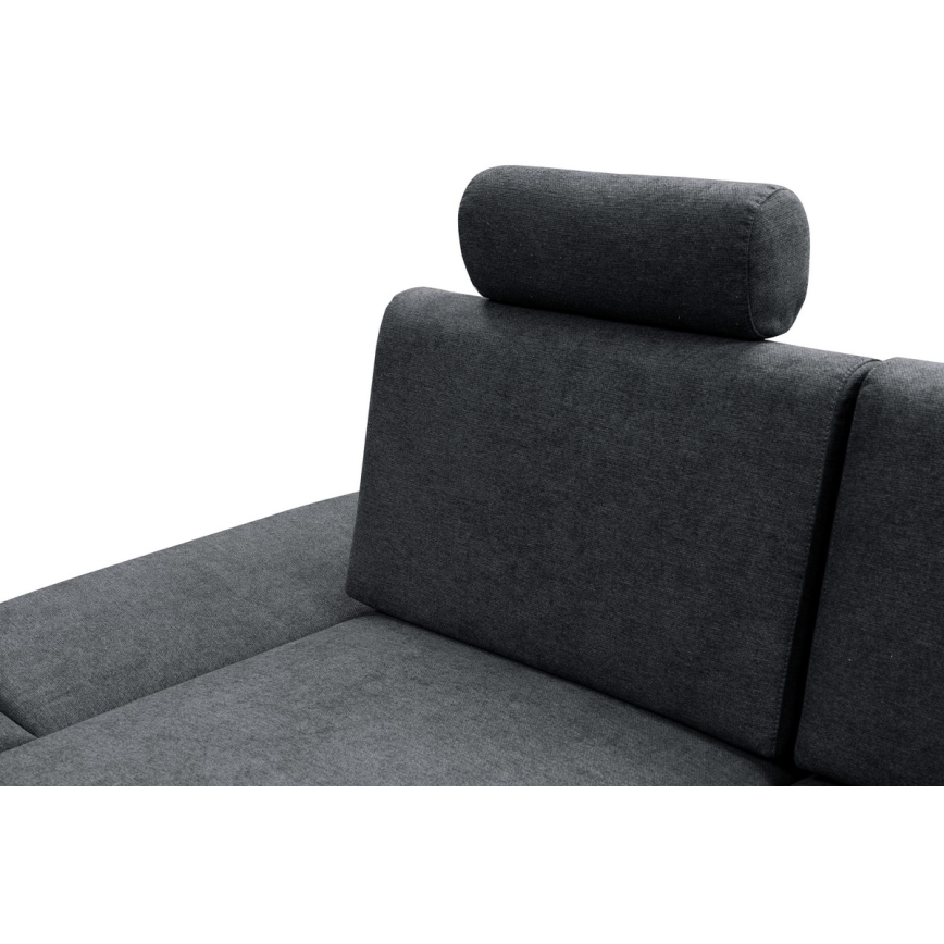 L-shaped upholstered folding corner lounge suite with a storage space AVESTA left anthracite