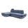 L-shaped upholstered folding corner lounge suite with a storage space AVESTA left blue