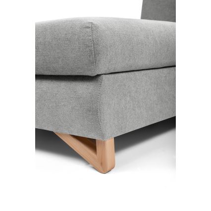 L-shaped upholstered folding corner lounge suite with a storage space AVESTA left grey