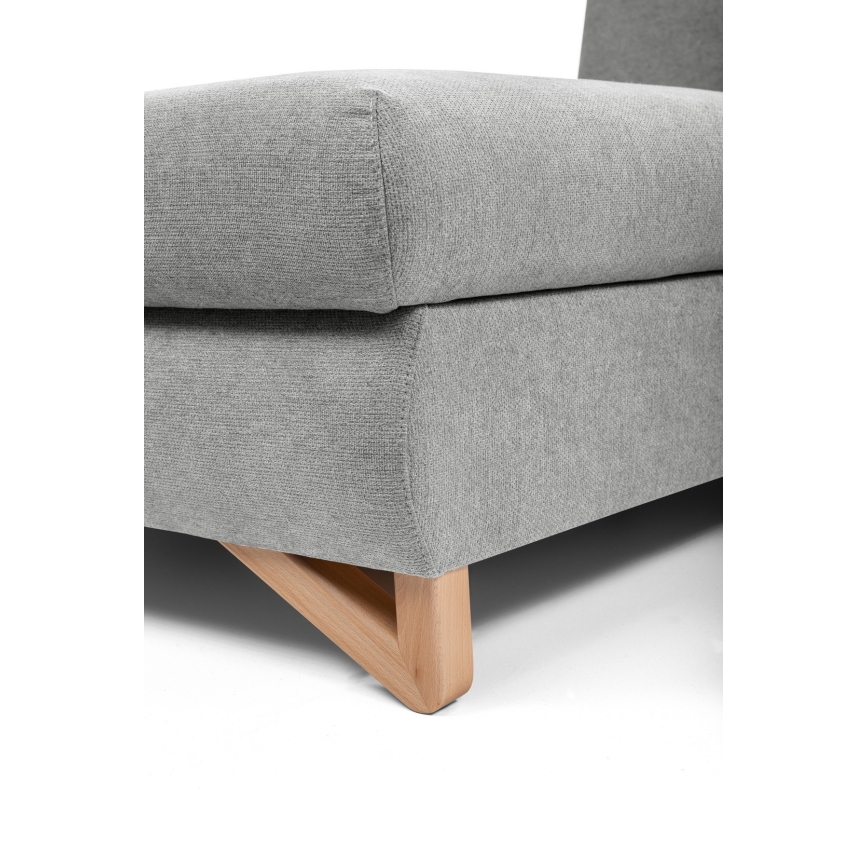 L-shaped upholstered folding corner lounge suite with a storage space AVESTA left grey