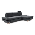 L-shaped upholstered folding corner lounge suite with a storage space AVESTA right anthracite