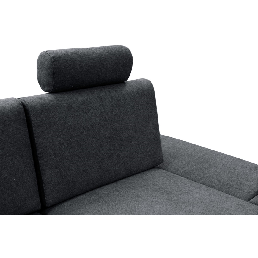 L-shaped upholstered folding corner lounge suite with a storage space AVESTA right anthracite