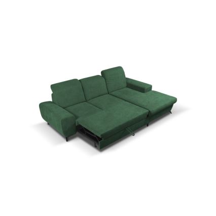 L-shaped upholstered folding corner lounge suite with a storage space ALTA right green