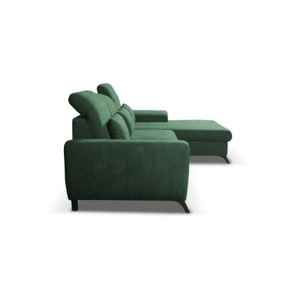 L-shaped upholstered folding corner lounge suite with a storage space ALTA right green