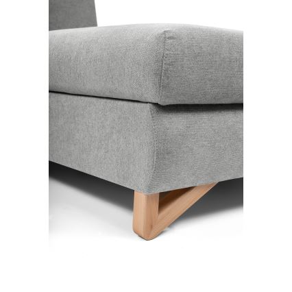 L-shaped upholstered folding corner lounge suite with a storage space AVESTA right grey