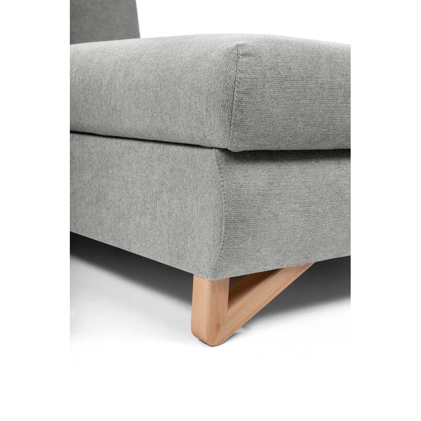 L-shaped upholstered folding corner lounge suite with a storage space AVESTA right grey
