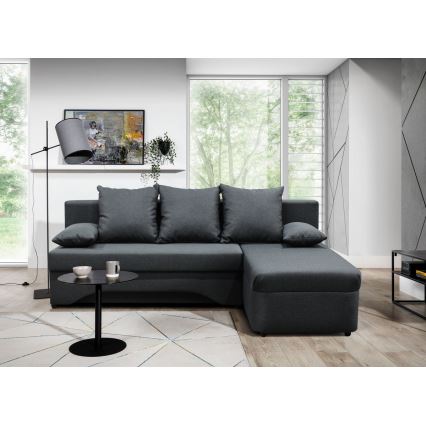 L-shaped upholstered universal folding corner lounge suite ALMEIDA anthracite