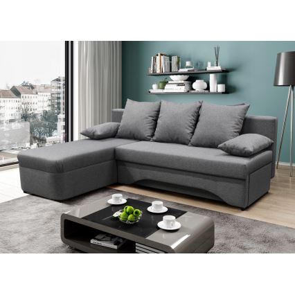 L-shaped upholstered universal folding corner lounge suite ALMEIDA grey