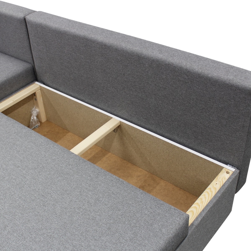 L-shaped upholstered universal folding corner lounge suite ALMEIDA grey