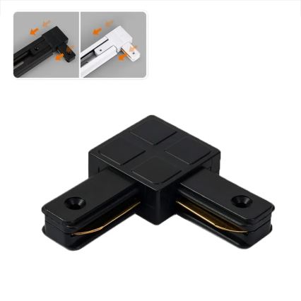 L-type 1-phase track connector for fixtures, black