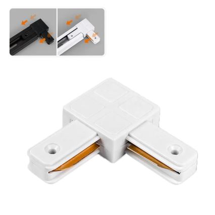 L-type 1-phase track lighting connector, white