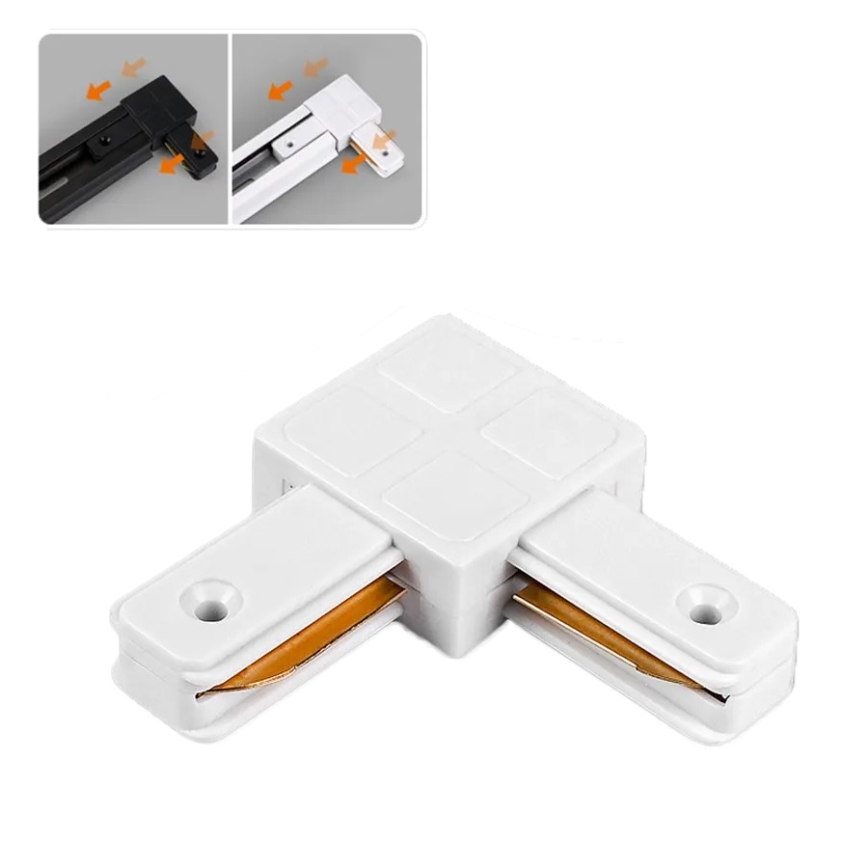 L-type 1-phase track lighting connector, white