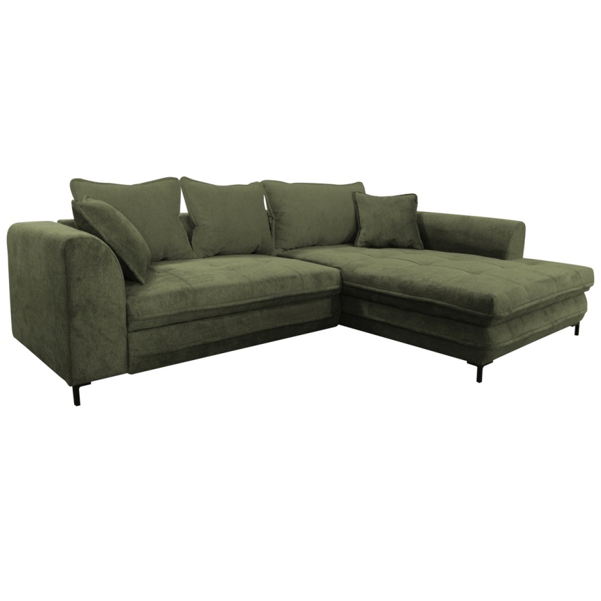 LAGOA L-shaped corner sofa bed with storage, right-hand configuration, green