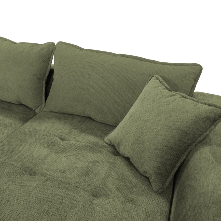 LAGOA L-shaped corner sofa bed with storage, right-hand configuration, green