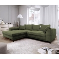 LAGOA Left-Facing L-Shaped Corner Sofa with Storage and Pull-Out Bed, Green