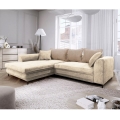 LAGOA Left-Hand L-Shaped Corner Sofa Bed with Storage, Beige/Brown