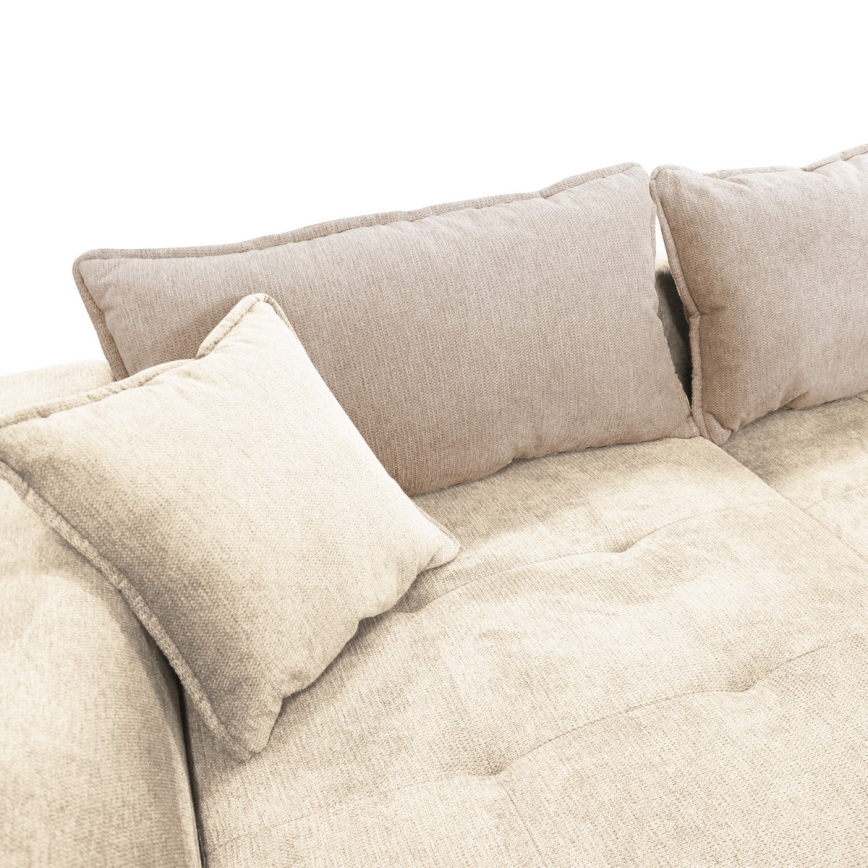 LAGOA Left-Hand L-Shaped Corner Sofa Bed with Storage, Beige/Brown