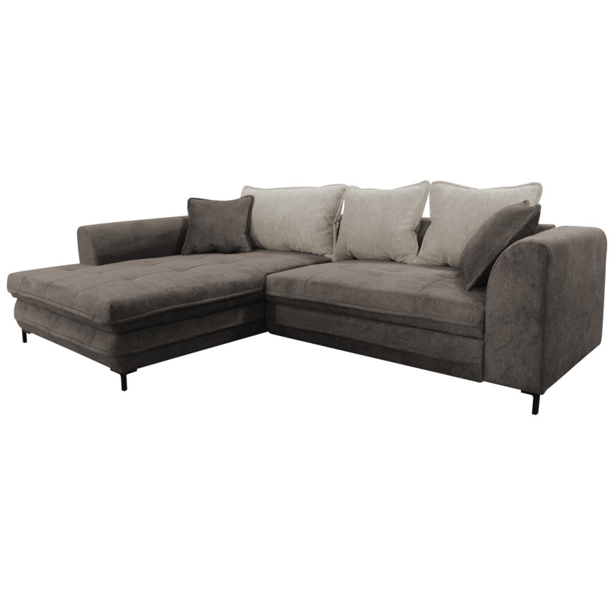 LAGOA Left-hand L-shaped corner sofa bed with storage, taupe/grey