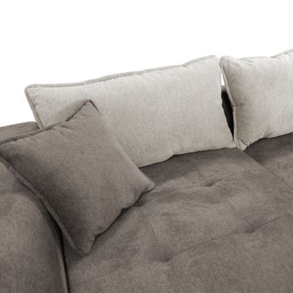 LAGOA left‑facing L-shaped corner sofa bed with integrated storage, taupe/gray