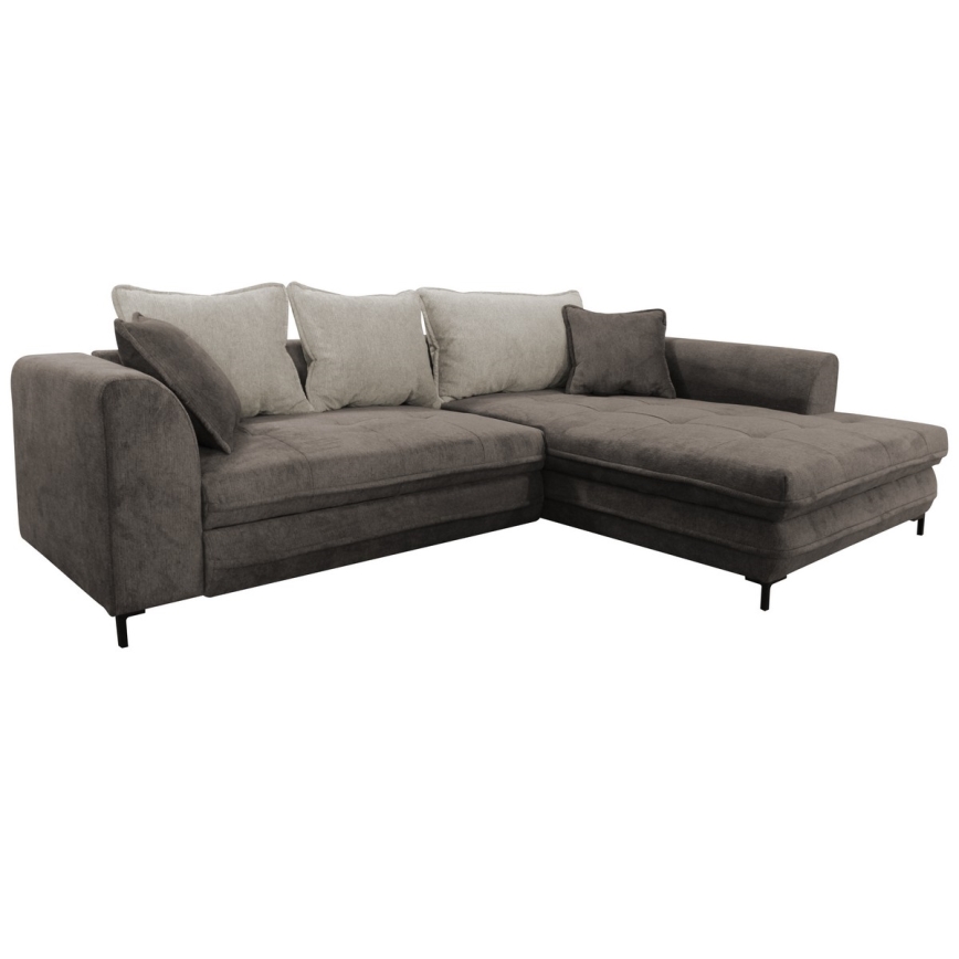 LAGOA Right-Hand L-Shaped Sofa Bed with Storage, Taupe/Gray