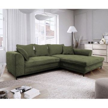 LAGOA Right-hand L-shaped Corner Sofa Bed with Storage — Green