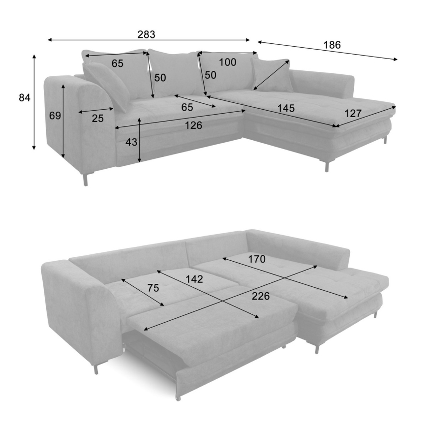 LAGOA Right-hand L-shaped Corner Sofa Bed with Storage — Green