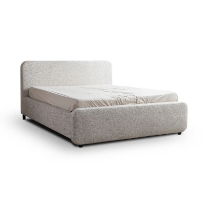 LAJLA Upholstered Bed Frame, 160 x 200 cm, Beige (mattress not included)