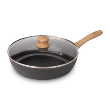 Lamart - 28 cm Frying Pan with Lid, Black/Brown