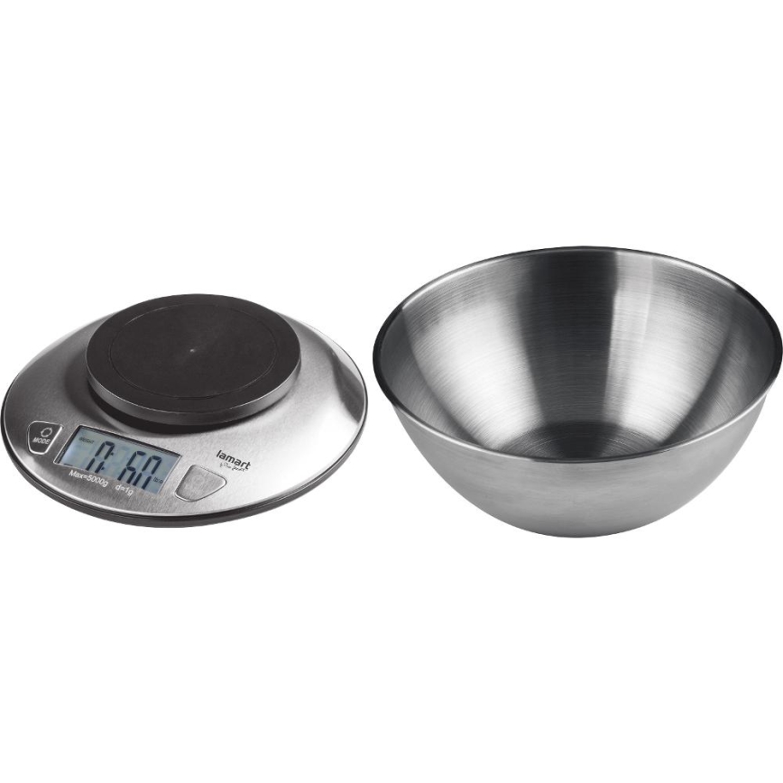 Lamart - Digital kitchen scale with LCD display and bowl 2xAAA stainless steel