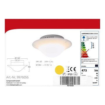 Lampenwelt - LED Ceiling light LED/9W/230V