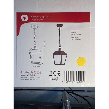 Lampenwelt - LED Outdoor chandelier on a chain BENDIX LED/8W/230V IP44