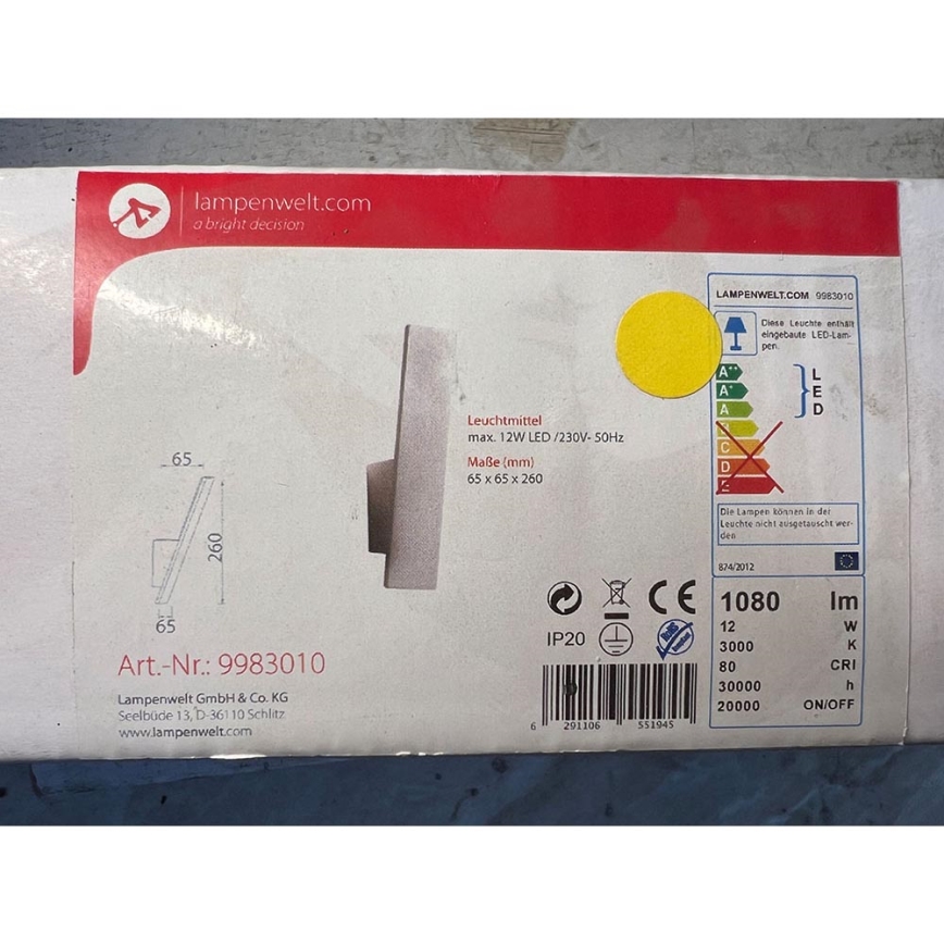 Lampenwelt - LED Wall light ISSA LED/12W/230V