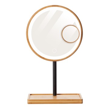 Lanaform - Dimmable LED-Illuminated Bamboo Cosmetic Mirror, 5V USB