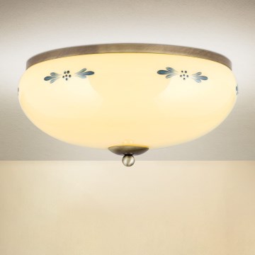 LANDHAUS ceiling light 3xE27/60W/230V Ø 35 cm bronze/beige/blue